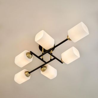 Люстра на штанге Citilux Генри CL130265, 6×E27 по 75 Вт, черный/белый