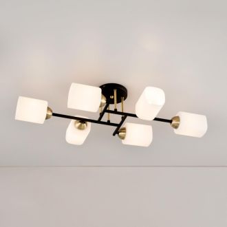 Люстра на штанге Citilux Генри CL130265, 6×E27 по 75 Вт, черный/белый