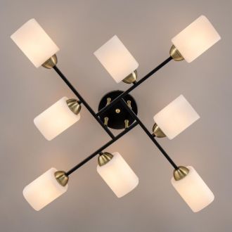 Люстра на штанге Citilux Генри CL130285, 8×E27 по 75 Вт, черный/белый