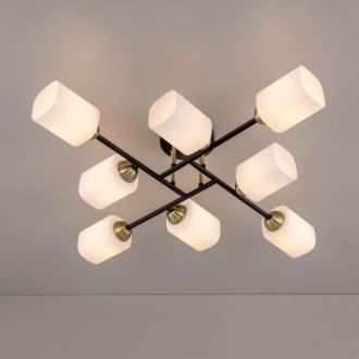 Люстра на штанге Citilux Генри CL130285, 8×E27 по 75 Вт, черный/белый