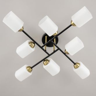 Люстра на штанге Citilux Генри CL130285, 8×E27 по 75 Вт, черный/белый