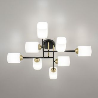 Люстра на штанге Citilux Генри CL130285, 8×E27 по 75 Вт, черный/белый