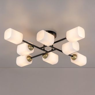 Люстра на штанге Citilux Генри CL130285, 8×E27 по 75 Вт, черный/белый