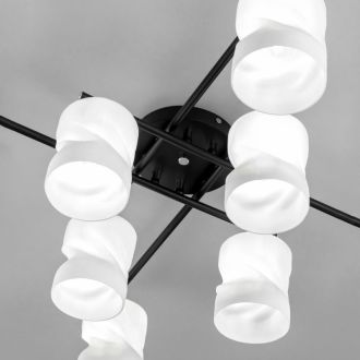 Люстра на штанге Citilux Нильс CL132185, 8×E27 по 60 Вт, черный/белый