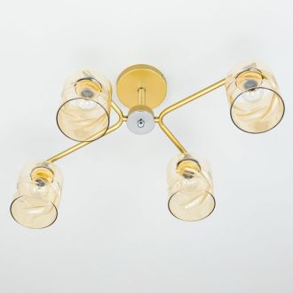 Люстра на штанге Citilux Клод CL137142, 4×E27 по 60 Вт, золотой/бежевый