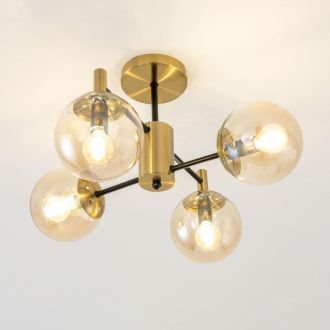 Люстра на штанге Citilux Шарлиз CL143143, 4×E14 по 40 Вт, бронзовый/желтый