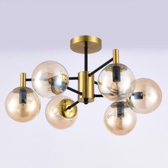Люстра на штанге Citilux Шарлиз CL143163, 6×E14 по 40 Вт, бронзовый/желтый