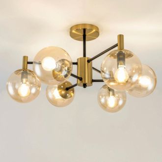 Люстра на штанге Citilux Шарлиз CL143163, 6×E14 по 40 Вт, бронзовый/желтый