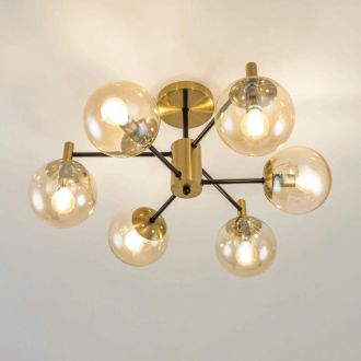 Люстра на штанге Citilux Шарлиз CL143163, 6×E14 по 40 Вт, бронзовый/желтый