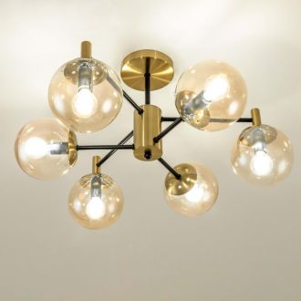 Люстра на штанге Citilux Шарлиз CL143163, 6×E14 по 40 Вт, бронзовый/желтый