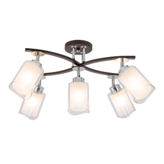 Люстра на штанге Citilux Фортуна CL156152, 5×E27 по 75 Вт, коричневый/белый