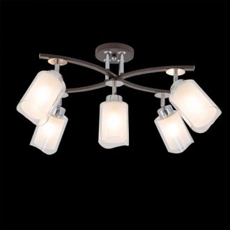 Люстра на штанге Citilux Фортуна CL156152, 5×E27 по 75 Вт, коричневый/белый