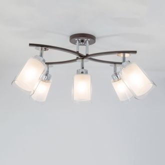 Люстра на штанге Citilux Фортуна CL156152, 5×E27 по 75 Вт, коричневый/белый