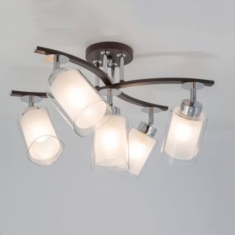 Люстра на штанге Citilux Фортуна CL156152, 5×E27 по 75 Вт, коричневый/белый