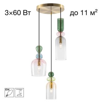 Подвесной светильник Citilux Tendy CL244031, 3×E14 по 60 Вт, латунный/прозрачный