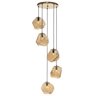 Каскадная люстра Citilux Rocka CL247086, 5×E14 по 40 Вт, бронзовый/янтарный