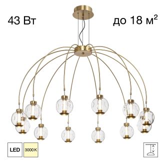 Подвесная люстра Citilux Noona CL251190, LED 43 Вт, бронзовый/прозрачный