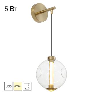 Бра Citilux Noona CL251310, LED 5 Вт, бронзовый/прозрачный, модерн стиль