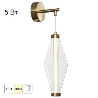 Бра Citilux Tanna CL253310, LED 5 Вт, латунный/прозрачный, модерн стиль