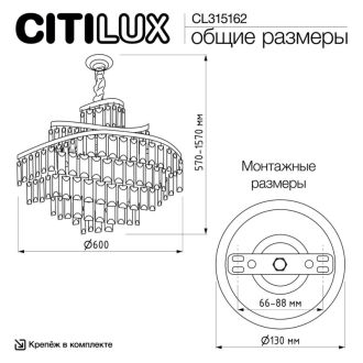 Подвесная люстра Citilux Naiad CL315162, 12×E14 по 40 Вт, золотой/прозрачный