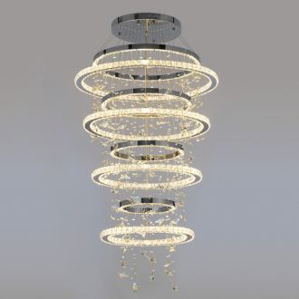 Каскадная люстра Citilux Etera CL322090, LED 180 Вт, хром/прозрачный