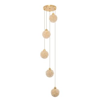 Каскадная люстра Citilux Cloudy CL323052, 5×E27 по 40 Вт, золотой/прозрачный