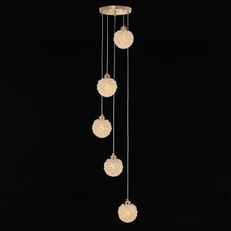 Каскадная люстра Citilux Cloudy CL323052, 5×E27 по 40 Вт, золотой/прозрачный