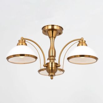 Люстра на штанге Citilux Краков CL401133, 3×E27 по 75 Вт, золотой/белый
