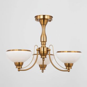 Люстра на штанге Citilux Краков CL401133, 3×E27 по 75 Вт, золотой/белый