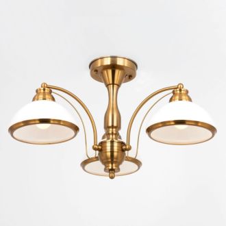 Люстра на штанге Citilux Краков CL401133, 3×E27 по 75 Вт, золотой/белый