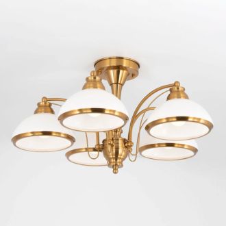 Люстра на штанге Citilux Краков CL401153, 5×E27 по 75 Вт, золотой/белый
