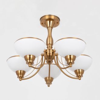 Люстра на штанге Citilux Краков CL401153, 5×E27 по 75 Вт, золотой/белый