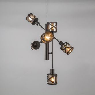 Подвесная люстра Citilux Гессен CL536165, 6×E14 по 60 Вт, коричневый/прозрачный