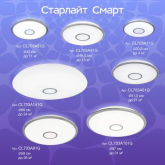 Накладной светильник Citilux Старлайт Смарт CL703A31G, LED 35 Вт, белый