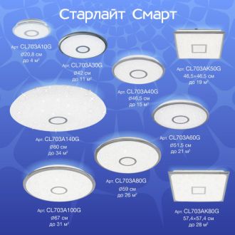 Накладной светильник Citilux Старлайт Смарт CL703A60G, LED 65 Вт, хром/белый