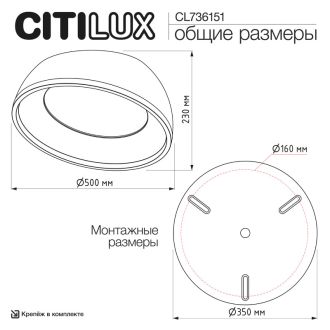 Накладной светильник Citilux Floom CL736151, LED 45 Вт, черный
