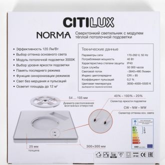 Накладной светильник Citilux Norma CL748K301, LED 40 Вт, черный/белый