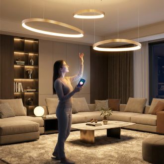 Каскадная люстра Citilux Genka smart CL756A092, LED 240 Вт, золотой/белый