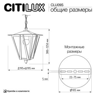 Подвесной уличный светильник Citilux Forts CLU09S, E27, 40 Вт, черный/прозрачный
