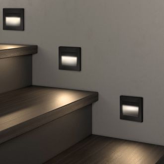 DK3050-BK Светильник встраиваемый в стену, IP 20, LED 3000, 1 Вт, черный пластик