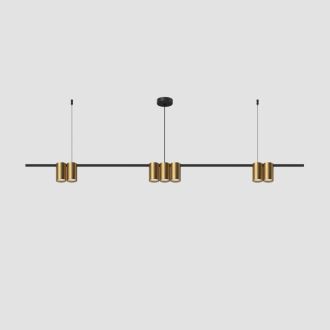 DK4063-BK+SG Подвесной светильник ORBIT, IP20, 7xGU10 LED до 15 Вт, черный + сатинированное золото, алюминий