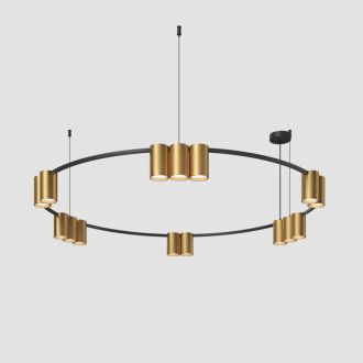 DK4067-BK+SG Подвесной светильник ORBIT, IP20, 15xGU10 LED, до 15 Вт, черный + сатинированное золото, алюминий