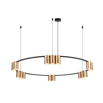 DK4067-BK+SG Подвесной светильник ORBIT, IP20, 15xGU10 LED, до 15 Вт, черный + сатинированное золото, алюминий