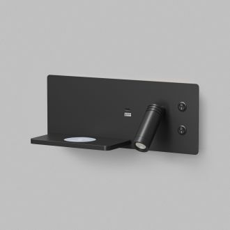 Светильник настенный CHARGELUX, с функцией беспроводной зарядки, USB-A , 3Вт+8Вт, 3000К, левый, алюминий, черный