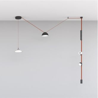 DK5541-WH+BK Поворотный светильник для трека-ремня Belty, серия Spot, со светодиодом, D100*H107мм, 48V DC, 12W, RA90, 38°, 3000K, IP20, белый с черным, алюминий