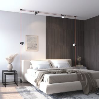 DK5543-WH+BK Поворотный светильник для трека-ремня Belty, серия Spot, со светодиодом, D100*H107мм, 48V DC, 12W, RA90, 120°, 3000K, IP20, белый с черным, алюминий