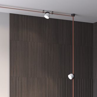 DK5543-WH+BK Поворотный светильник для трека-ремня Belty, серия Spot, со светодиодом, D100*H107мм, 48V DC, 12W, RA90, 120°, 3000K, IP20, белый с черным, алюминий