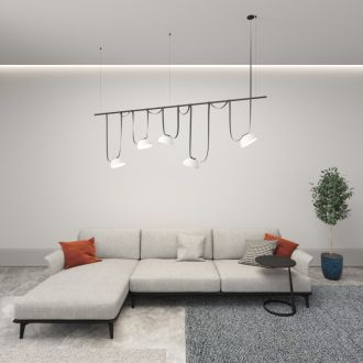 DK5561-WH+BK Cветильник для трека-ремня Belty, серия Flow, со светодиодом, D220*H117мм, 48V DC, 24W, RA90, 120°, 3000K, IP20, белый с черным, алюминий