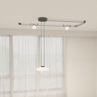 DK5565-WH+BK Cветильник для трека-ремня Belty, серия Flow, со светодиодом, D300*H71мм, 48V DC, 12W, RA90, 120°, 3000K, IP20, белый с черным, алюминий