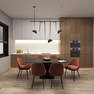 DK5660-BK Cветильник для трека-ремня Belty Smart, серия Flow со светодиодом, D220*H117мм, 48V DC, 24W, RA90, 120°, 3000-5700K, IP20, черный, алюминий